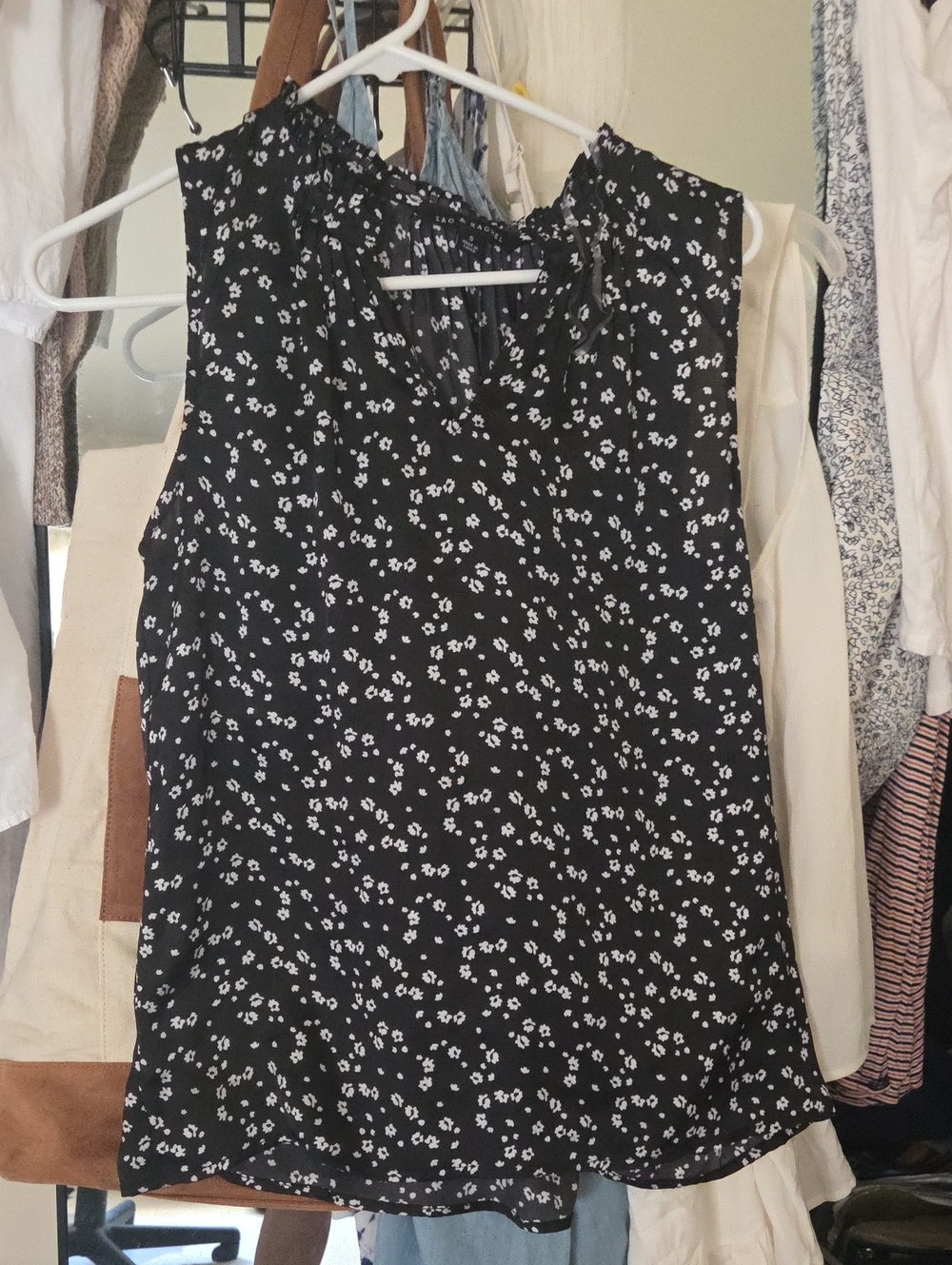 Zac & Rachel Black Blouse with White Floral Print